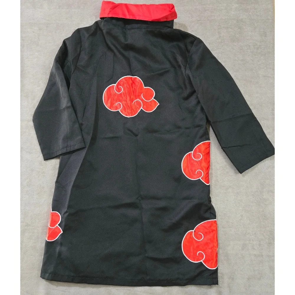 Naruto Akatsuki Cloak Unisex Small Cosplay Costume Anime Red Cloud Zip Up Coat